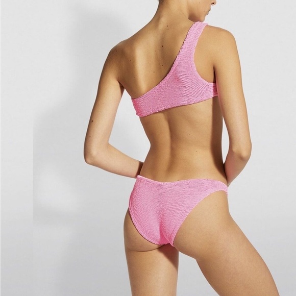 Hunza G Bikini Set Pink Nancy One Shoulder Swimsuit Crinkle One Size Barbie - Picture 6 of 12
